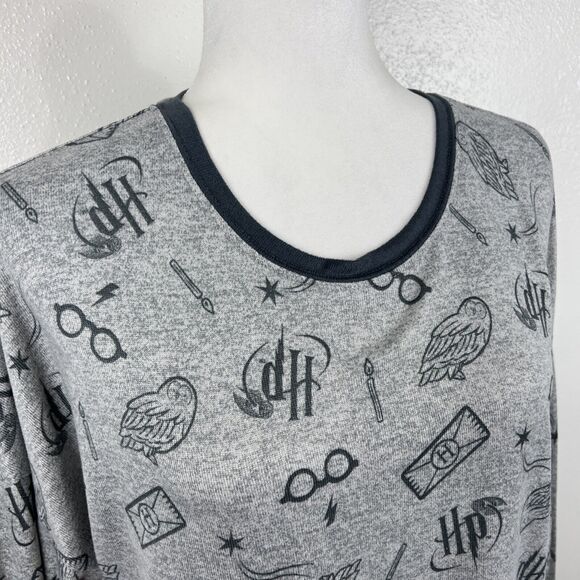 Wizarding World of Harry Potter Sweater Women Large Grey Blue AOP Pullover Sleep - Picture 7 of 12